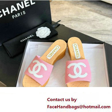 Chanel Fabric  &  Patent Calfskin Mules G45555 Pink 2024